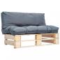 Preview: ARDEBO.de - Outdoor-Sofa Paletten mit Kissen in Grau Kiefernholz