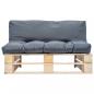 Preview: Outdoor-Sofa Paletten mit Kissen in Grau Kiefernholz