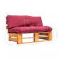 Preview: Outdoor-Sofa Paletten mit Kissen in Rot Kiefernholz