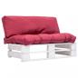 Preview: ARDEBO.de - Outdoor-Sofa Paletten mit Kissen in Rot Kiefernholz