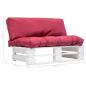 Preview: Outdoor-Sofa Paletten mit Kissen in Rot Kiefernholz