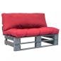 Preview: ARDEBO.de - Outdoor-Sofa Paletten mit Kissen in Rot Kiefernholz