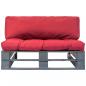 Preview: Outdoor-Sofa Paletten mit Kissen in Rot Kiefernholz