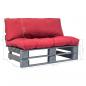 Preview: Outdoor-Sofa Paletten mit Kissen in Rot Kiefernholz