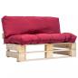 Preview: ARDEBO.de - Outdoor-Sofa Paletten mit Kissen in Rot Kiefernholz