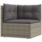 Preview: 5-tlg. Garten-Lounge-Set mit Kissen Grau Poly Rattan