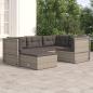 Preview: ARDEBO.de - 5-tlg. Garten-Lounge-Set mit Kissen Grau Poly Rattan