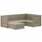 Preview: 5-tlg. Garten-Lounge-Set mit Kissen Grau Poly Rattan