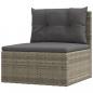 Preview: 5-tlg. Garten-Lounge-Set mit Kissen Grau Poly Rattan