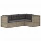 Preview: 4-tlg. Garten-Lounge-Set mit Kissen Grau Poly Rattan