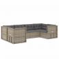 Preview: 6-tlg. Garten-Lounge-Set mit Kissen Grau Poly Rattan