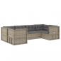 Preview: 6-tlg. Garten-Lounge-Set mit Kissen Grau Poly Rattan