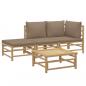 Preview: 4-tlg. Garten-Lounge-Set mit Taupe Kissen Bambus