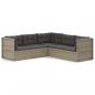 Preview: 5-tlg. Garten-Lounge-Set mit Kissen Grau Poly Rattan