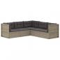 Preview: 5-tlg. Garten-Lounge-Set mit Kissen Grau Poly Rattan