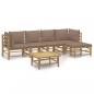 Preview: 6-tlg. Garten-Lounge-Set mit Kissen Taupe Bambus