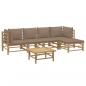 Preview: 6-tlg. Garten-Lounge-Set mit Kissen Taupe Bambus