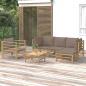 Preview: ARDEBO.de - 6-tlg. Garten-Lounge-Set mit Kissen Taupe Bambus