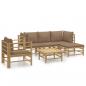 Preview: 6-tlg. Garten-Lounge-Set mit Kissen Taupe Bambus