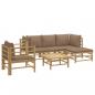 Preview: 6-tlg. Garten-Lounge-Set mit Kissen Taupe Bambus