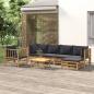 Preview: ARDEBO.de - 7-tlg. Garten-Lounge-Set mit Dunkelgrauen Kissen Bambus