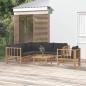 Preview: ARDEBO.de - 7-tlg. Garten-Lounge-Set mit Dunkelgrauen Kissen Bambus