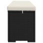 Preview: Hockerbank mit Sitzkissen Schwarz 110x30x40 cm Poly Rattan