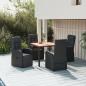 Preview: ARDEBO.de - 5-tlg. Garten-Essgruppe mit Kissen Schwarz Poly Rattan