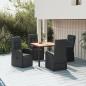 Preview: ARDEBO.de - 5-tlg. Garten-Essgruppe Schwarz Poly Rattan & Massivholz Akazie