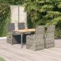 Preview: ARDEBO.de - 5-tlg. Garten-Essgruppe mit Kissen Grau Poly Rattan