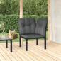 Preview: ARDEBO.de - Garten-Eckstuhl mit Kissen Schwarz und Grau Poly Rattan