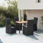 Preview: ARDEBO.de - 5-tlg. Garten-Essgruppe mit Kissen Schwarz Poly Rattan