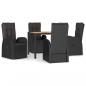 Preview: 5-tlg. Garten-Essgruppe mit Kissen Schwarz Poly Rattan