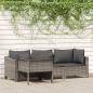 Preview: ARDEBO.de - 4-tlg. Garten-Lounge-Set mit Kissen Grau Poly Rattan