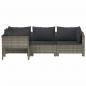 Preview: 4-tlg. Garten-Lounge-Set mit Kissen Grau Poly Rattan