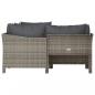 Preview: 4-tlg. Garten-Lounge-Set mit Kissen Grau Poly Rattan