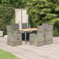 Preview: ARDEBO.de - 7-tlg. Garten-Essgruppe mit Kissen Grau Poly Rattan