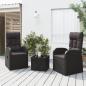 Preview: ARDEBO.de - 3-tlg. Garten-Lounge-Set Schwarz Poly Rattan & Stahl