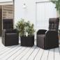 Preview: ARDEBO.de - 3-tlg. Garten-Lounge-Set Schwarz Poly Rattan & Stahl