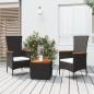 Preview: ARDEBO.de - 3-tlg. Garten-Lounge-Set Schwarz Poly Rattan Massivholz Akazie