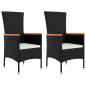 Preview: 3-tlg. Garten-Lounge-Set Schwarz Poly Rattan Massivholz Akazie