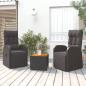 Preview: ARDEBO.de - 3-tlg. Garten-Lounge-Set Schwarz Poly Rattan Massivholz Akazie