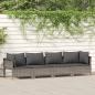 Preview: ARDEBO.de - 4-tlg. Garten-Lounge-Set mit Kissen Grau Poly Rattan