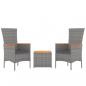 Preview: 3-tlg. Garten-Lounge-Set Grau Poly Rattan & Massivholz Akazie