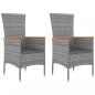 Preview: 3-tlg. Garten-Lounge-Set Grau Poly Rattan & Massivholz Akazie