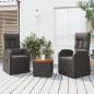 Preview: ARDEBO.de - 3-tlg. Garten-Lounge-Set Schwarz Poly Rattan Massivholz Akazie