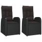 Preview: 3-tlg. Garten-Lounge-Set Schwarz Poly Rattan Massivholz Akazie