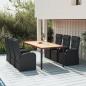 Preview: ARDEBO.de - 7-tlg. Garten-Essgruppe mit Kissen Schwarz Poly Rattan