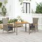 Preview: ARDEBO.de - 3-tlg. Garten-Essgruppe mit Kissen Grau Poly Rattan