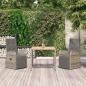 Preview: ARDEBO.de - 3-tlg. Garten-Essgruppe mit Kissen Grau Poly Rattan